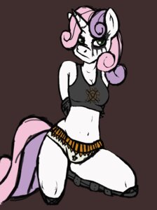 Rating: Questionable Score: 0 Tags: alternative_fashion ammo_belt anthro anthrofied biped booponies breasts cleavage clothed clothing conditional_dnp corpse_paint e621 equid equine female friendship_is_magic gloves green_eyes hair handwear hasbro hi_res horn kneeling looking_at_viewer mammal metalhead multicolored_hair my_little_pony mythological_creature mythological_equine mythology navel panties pink_hair purple_hair solo sweetie_belle_(mlp) two_tone_hair underwear unicorn User: bunchy7s