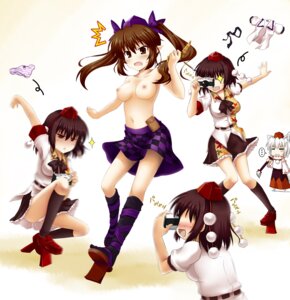 Rating: Questionable Score: 0 Tags: animal_ears black_kneehighs black_legwear blush breasts breasts_apart brown_eyes brown_hair camera cellphone checkered checkered_skirt clothes cross-laced_footwear detached_sleeves female footwear geta hat hatate_himekaidou kneehighs momiji_inubashiri nipples okitakung panties phone pointy_ears rape_face rule34 shameimaru_aya short_hair skirt socks striped striped_panties sword tail tengu-geta tied_hair tokin_hat touhou twintails underwear undressing weapon white_hair wolf_ears wolf_tail User: bunchy7s