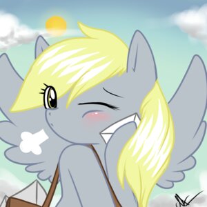 Rating: Safe Score: 0 Tags: 1:1 blush cloud derpy_hooves_(mlp) detailed_background e621 envelope equid equine feathered_wings feathers female feral friendship_is_magic grey_body grey_feathers hasbro letter looking_at_viewer mail mammal messenger_bag my_little_pony mythological_creature mythological_equine mythology one_eye_closed outside pegasus sky skyscape solo sun toony unknown_artist wings wink User: bunchy7s