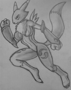 Rating: Safe Score: 0 Tags: anthro bandai_namco breasts canid canine digimon digimon_(species) e621 female fur grey_sclera hi_res hyde360 mammal monochrome renamon simple_background solo User: bunchy7s