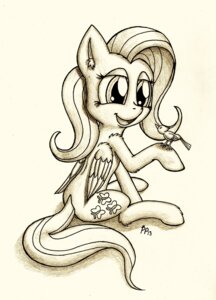 Rating: Safe Score: 0 Tags: 2013 avian bird cutie_mark e621 equid equine feathered_wings feathers female feral fluttershy_(mlp) friendship_is_magic hasbro hi_res mammal monochrome my_little_pony mythological_creature mythological_equine mythology open_mouth pegasus punkpega sitting smile solo traditional_media_(artwork) wings User: bunchy7s
