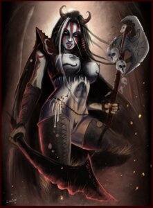 Rating: Explicit Score: 0 Tags: axe breasts cloak demon demon_girl face_paint female horns lucien pale rule34 sword tattoos weapon User: bunchy7s