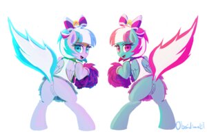 Rating: Explicit Score: 0 Tags: 2014 accessory anus blue_body blue_eyes blue_fur bow_(feature) bow_accessory bow_ribbon butt cheerleader duo e621 equid equine feathered_wings feathers female female/female feral fizzy_pop_(mlp) friendship_is_magic fur genitals hair hair_accessory hair_bow hair_ribbon hasbro lilac_sky_(mlp) looking_at_viewer looking_back mammal multicolored_hair my_little_pony mythological_creature mythological_equine mythology obsidianlit pegasus pink_hair pom_poms presenting presenting_hindquarters raised_tail ribbons simple_background standing tail two_tone_hair vulva white_background wings User: bunchy7s