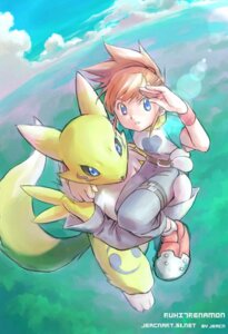 Rating: Safe Score: 0 Tags: anthro bandai_namco blue_eyes canid canine clothed clothing detailed_background digimon digimon_(species) duo e621 female fur hair human jeacn male mammal midair raglan_shirt red_hair renamon rika_nonaka tail yellow_body yellow_fur young young_female young_human User: bunchy7s