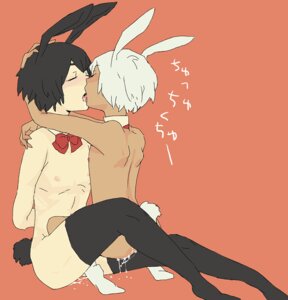 Rating: Explicit Score: 0 Tags: 2boys animal_ear arm_behind_back arms_around_neck artist_request black_hair black_legwear blush bow bowtie bunny bunny_ear bunny_tail bunnyboy closed_eyes cum detached_collar french_kiss hug human human_only in_lap interracial kissing male male_in_thighhighs male_only multiple_boys multiple_males nude red_background red_bow rule34 saliva sex short_hair simple_background sitting squatting tail thighhighs tongue white_hair yaoi User: bunchy7s