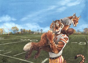 Rating: Safe Score: 0 Tags: 2008 american_football anthro ball blotch canid canine carrying_another chevali_firebirds clothed clothing cloud cuddling detailed detailed_background devlin_miski dipstick_tail duo e621 feet felid forester_universe fox fully_clothed grass gridiron_ball hindpaw holding_ball holding_object interspecies love male mammal markings official_art out_of_position outside pantherine paws plant red_fox romantic romantic_couple shoulder_carry sky sport tail tail_markings tiger true_fox wiley_farrel User: bunchy7s