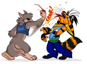 Rating: Questionable Score: 0 Tags: 4_fingers 4_toes anthro attack baggy barefoot big_ears black_body black_fur black_hair black_nose blood blood_on_face blood_on_hand blood_spray bodily_fluids bottomless bottomwear broken_teeth canid canine canis casual_exposure claws clothed clothing duo e621 english_text eyes_closed feet fingerless_(marking) fingers fist fully_clothed fur glamfur grey_body grey_fur hair kaku_q._spookaboo kakumatsurou looking_at_another male mammal motion_blur onomatopoeia open_mouth orange_body orange_fur oversized_clothing pants punch rainbow sagging sagging_pants shirt short_hair side_view simple_background sound_effects standing stripes tail tank_top text toes topwear uppercut violence white_background white_hair wolf wounded yellow_body yellow_fur User: bunchy7s