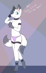 Rating: Questionable Score: 0 Tags: anthro arctic arctic_fox breakingcloud bulge canid canine clothing e621 english_text femboy fox fur gloves_(marking) hi_res leg_markings logan_the_fox male mammal markings nightclub smile socks_(marking) solo text thong true_fox underwear waiter white_body white_fur User: bunchy7s