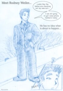 Rating: Safe Score: 0 Tags: 2_panel_comic accessory artist_name before_transformation blue_and_white blyzzarde clothing comic dialogue e621 english_text footwear hand_in_pants human male mammal monochrome necktie plant question_mark shoes solo speech_bubble standing suit text transformation User: bunchy7s