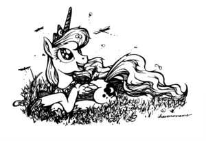 Rating: Safe Score: 0 Tags: 2013 arthropod crown cutie_mark e621 english_text equid equine feathered_wings feathers female feral friendship_is_magic hasbro headgear hi_res horn ihavnoname insect lying mammal monochrome my_little_pony mythological_creature mythological_equine mythology on_front open_mouth princess_luna_(mlp) simple_background solo text white_background winged_unicorn wings User: bunchy7s