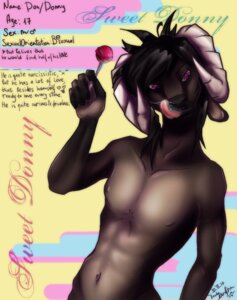 Rating: Questionable Score: 0 Tags: 2010 anthro bodily_fluids bovid candy caprine dankomurddrim dessert e621 english_text food horn male mammal nude saliva solo text tongue User: bunchy7s