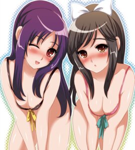 Rating: Explicit Score: 0 Tags: bent_over black_hair blush bottomless bow bra breasts brown_hair cleavage crossover female female_only front-tie_top hairbow head_tilt human konami leaning_forward lingerie long_hair looking_at_viewer love_plus multiple_females multiple_girls nene_(cmnnm) ookura_miyako open_mouth orange_eyes ponytail purple_hair red_eyes rule34 takane_manaka tied_hair tokimeki_memorial tokimeki_memorial_4 underwear wink User: bunchy7s