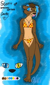 Rating: Questionable Score: 0 Tags: anthro bikini bikini_bottom bikini_top blue_eyes bulge clothed clothing color_swatch crossdressing e621 eyewear femboy glasses heterochromia jewelry lostlove male mammal model_sheet multicolored_bikini multicolored_clothing multicolored_swimwear mustelid otter pattern_bikini pattern_clothing pattern_swimwear pendant polka_dots scott_otter skimpy solo spots spotted_bikini spotted_clothing spotted_swimwear swimwear tail tongue triangle_bikini two-piece_swimsuit yellow_eyes User: bunchy7s