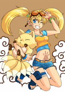 Rating: Safe Score: 0 Tags: 9_tails :< adjusting_eyewear adjusting_goggles arm_grab arms_bent bent_legs blonde_hair blue_eyes bottomwear bracelet breasts canid canine carrying_another closed_frown clothing cod.h crossgender denim denim_clothing duo e621 ear_piercing elbow_grab eyes_closed eyewear eyewear_on_head female footwear fox frown goggles goggles_on_head grin hair hand_on_arm hand_on_elbow hand_on_side human jewelry jumping mammal mouth_closed mtf_crossgender multi_tail naruto naruto_uzumaki navel one_eye_closed piercing pigtails raised_arm raised_hand sandals shoes shorts smile tail tattoo teeth torn_clothing touching_side underarm_carry wink User: bunchy7s