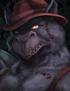 Rating: Safe Score: 0 Tags: anthro asterionblazing avian blood bodily_fluids bust_portrait clothing e621 fangs furgonomics gryphon hat headgear headwear male mythological_avian mythological_creature mythology nickles_(character) portrait solo teeth User: bunchy7s