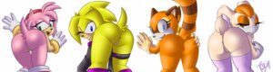 Rating: Explicit Score: 0 Tags: 2009 akito_yagami amy_rose anthro anus butt chloe_(akito_yagami) e621 eulipotyphlan female genitals group hedgehog lagomorph leporid mammal marine_the_raccoon mature_anthro mature_female mooning mother_(lore) parent_(lore) pink_body procyonid rabbit raccoon sega sonic_the_hedgehog_(series) tail vanilla_the_rabbit vulva User: bunchy7s