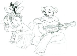 Rating: Safe Score: 0 Tags: acoustic_guitar anthro antlers beverage black_and_white bottomwear clothed clothing coat coffee deer dirtcake duo e621 ear_piercing felid female fitzgerald furgonomic_piercing furgonomics glamfur guitar hat headgear headwear horn horn_piercing male mammal monochrome music musical_instrument pantherine pants piercing playing_guitar playing_music plucked_string_instrument simple_background sitting skirt standing string_instrument topwear walking white_background zeriara User: bunchy7s