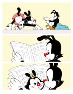 Rating: Explicit Score: 0 Tags: animaniacs black_fur clothes color comic dot_warner female feral fur male newspaper red_nose rule34 stefanescu straight tagme white_fur yakko_warner User: bunchy7s
