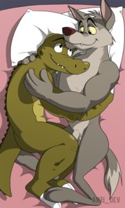 Rating: Explicit Score: 0 Tags: 2011 anthro anti_dev bed biceps canid canine canis crocodile crocodilian crocpond cuddling duo e621 eye_contact flaccid fur furniture genitals green_body green_scales grey_body grey_fur grey_penis happy hi_res hug inside interspecies looking_at_another lying male male/male mammal muscular nude on_bed on_side penis pillow predator/prey reptile rompa scales scalie smile wink_(crocpond) wolf User: bunchy7s