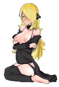 Rating: Explicit Score: 0 Tags: black_bra black_panties blonde_hair blush bra breasts cynthia_(pokemon) female female_only fu_(counting01) hair_over_one_eye human human_only inverted_nipples nintendo nipples panties panty_pull pokemon pokemon_dppt rule34 smile solo underwear yellow_eyes User: bunchy7s