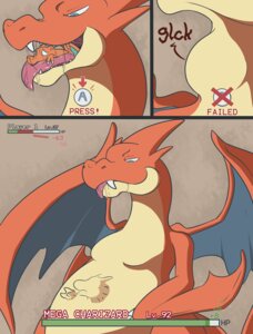 Rating: Questionable Score: 0 Tags: 2013 ambiguous_gender belly big_belly blue_eyes bodily_fluids button_prompt charizard claws comic countershade_face countershade_torso countershading digestion dragon drooling duo e621 english_text face_imprint fangs feral gameplay_mechanics geckonori generation_1_pokemon generation_6_pokemon gui hand_imprint health_bar hi_res imprint mega_charizard mega_charizard_y mega_evolution membrane_(anatomy) membranous_wings mythological_creature mythological_scalie mythology neck_bulge nintendo nude onomatopoeia open_mouth oral_vore orange_body orange_scales pokemon pokemon_(species) pushbutton quick_time_event saliva scales scalie semi-anthro sharp_teeth size_difference slightly_chubby smile smirk soft_vore sound_effects swallowing tan_body tan_countershading tan_scales teeth text thick_thighs tongue tongue_out vore wings User: bunchy7s