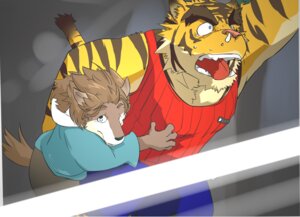 Rating: Safe Score: 0 Tags: anthro biceps blue_eyes bodily_fluids bottomwear canid canine canis clothing digital_drawing_(artwork) digital_media_(artwork) duo e621 eyebrows felid looking_at_viewer male male/male mammal markings morenatsu muscular nanafuse pantherine pants pecs pink_nose scared sharp_teeth shirt snot tail tank_top teeth thick_eyebrows tiger tongue tongue_out topwear torahiko_ooshima unknown_artist wolf User: bunchy7s