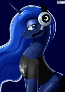 Rating: Safe Score: 0 Tags: 2013 animated animated_gif black_clothing black_topwear blue_background blue_body blue_eyes blue_hair blue_skin bottomless clothed clothing crossover cutie_mark digital_media_(artwork) e621 electronics equid equine eyeshadow female feral flowing_hair friendship_is_magic gaming grand_theft_auto grand_theft_auto_v hair hasbro headgear headphones headset horn long_hair looking_at_viewer looking_back makeup mammal microphone my_little_pony mythological_creature mythological_equine mythology playing_video_game portrait princess_luna_(mlp) quadruped rockstar_games shirt shirt_logo short_playtime side_view simple_background sitting skyart301 smile solo three-quarter_portrait topwear unicorn wind User: bunchy7s