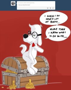 Rating: Safe Score: 0 Tags: anthro ask_blog bow_(feature) bow_tie butt canid canine canis coin digital_media_(artwork) domestic_dog e621 eyewear fur hi_res jay_ward_productions male mammal mr._peabody mr._peabody_and_sherman seth-iova solo treasure tumblr white_body white_fur User: bunchy7s