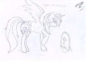Rating: Safe Score: 0 Tags: black_and_white e621 english_text equid equine feathered_wings feathers female feral friendship_is_magic hasbro hi_res horn mammal monochrome my_little_pony mythological_creature mythological_equine mythology quadruped rainbow_dash_(mlp) rainbow_spring_(mlp) sad simple_background solo tail text unknown_artist white_background winged_unicorn wings User: bunchy7s