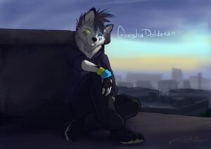 Rating: Safe Score: 0 Tags: anthro biped canid canine canis city e621 female glowing glowing_eyes gorsha_(character) heterochromia koul mammal mohawk on_roof outside piercing rooftop sitting solo tail tomboy wolf zakgor User: bunchy7s