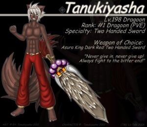 Rating: Safe Score: 0 Tags: 2011 5_toes animal_humanoid barefoot canid canine claws clothed clothing dark_body dark_skin e621 english_text fangs feet hi_res holding_object holding_weapon humanoid male mammal melee_weapon solo sword tail tanukiarts teeth text toes topless weapon what User: bunchy7s