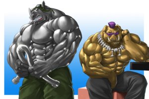 Rating: Safe Score: 0 Tags: abs anthro athletic bebop biceps big_muscles black_rhinoceros bottomwear clenched_teeth clothed clothing duo e621 echin eyewear fangs flexing fur glasses glistening goggles grey_body grey_skin hair horn jewelry male mammal muscular muscular_male necklace pants pecs piercing purple_hair rhinoceros rocksteady suid suine teenage_mutant_ninja_turtles teeth topless tusks warthog User: bunchy7s