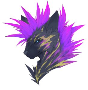 Rating: Safe Score: 0 Tags: anthro black_body black_fur black_nose blue_eyes e621 fur hair headshot_portrait hyena male mammal markings mohawk portrait purple_hair rickenbacker side_view simple_background solo striped_hyena teal_eyes white_background User: bunchy7s