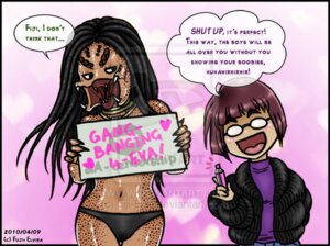 Rating: Questionable Score: 0 Tags: 2d 2girls dialogue english_text female female_only female_yautja fiji-fujii predator_(franchise) rule34 speech_bubble tagme text yautja User: bunchy7s