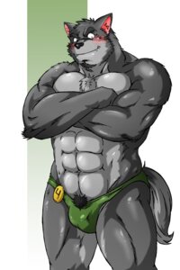 Rating: Questionable Score: 0 Tags: 2013 2:3 abs anthro biceps big_muscles biped black_hair black_nose blush bulge canid canine canis chest_tuft clothed clothing crossed_arms daisuke_yamamoto e621 fangs funeral-paws fur grey_body grey_fur grin hair hi_res looking_at_viewer male mammal muscular muscular_anthro muscular_male nipples pecs pose pubes smile solo standing swimwear teeth thong tight_clothing topless tuft underwear wolf User: bunchy7s