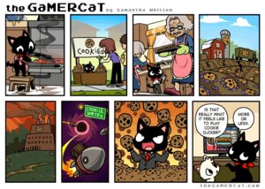 Rating: Safe Score: 0 Tags: 2014 apron clothing comic computer cookie cookie_clicker desk dialogue domestic_cat e621 electronics english_text felid feline felis female feral food furniture gamercat_(character) glitch_(the_gamercat) handwear humor male mammal mittens open_mouth plate rocket_ship samantha_whitten spacecraft speech_bubble suit table teeth text the_gamercat tongue url vehicle young User: bunchy7s