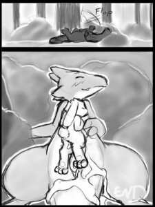 Rating: Explicit Score: 0 Tags: 3:4 after_sex afterglow anthro asdfjkl03 base_two_layout bodily_fluids cave_story comic cum digital_media_(artwork) dragon dripping duo e621 eyes_closed female forest genital_fluids greyscale happy lagomorph larger_male leporid lying male male/female mammal mimiga monochrome mythological_creature mythological_scalie mythology on_back onomatopoeia outside plant rabbit scalie size_difference sky_dragon_(cave_story) sleeping smaller_female sound_effects tail text the_end tree two_panel_image two_row_layout wood User: bunchy7s