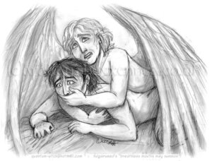 Rating: Explicit Score: 0 Tags: 2boys angel angel_wings anthony_j_crowley aziraphale dark_hair feathered_wings from_behind from_behind_position gay gay_sex good_omens hand_covering_mouth light_hair male male/male male_focus male_only male_penetrated male_penetrating male_penetrating_male melanthe monochrome on_stomach on_top quantum_witch rule34 vulgarweed wings yaoi User: bunchy7s