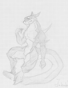 Rating: Safe Score: 0 Tags: character_name claws dragon e621 greyscale hi_res jakob_(megfluff) male megfluff monochrome muscular muscular_male mythological_creature mythological_scalie mythology nude scalie sitting sketch solo tail text User: bunchy7s