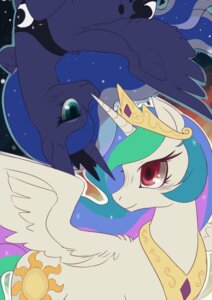 Rating: Safe Score: 0 Tags: 2013 abstract_background blue_body blue_fur blue_hair crown cutie_mark duo e621 equid equine feathered_wings feathers female feral friendship_is_magic fur green_eyes hair hasbro headgear hi_res horn jewelry long_hair mammal multicolored_hair my_little_pony mythological_creature mythological_equine mythology necklace princess princess_celestia_(mlp) princess_luna_(mlp) red_eyes royalty sibling_(lore) simple_background sister_(lore) sisters_(lore) smile spread_wings star upside_down white_body white_fur winged_unicorn wings zayger User: bunchy7s