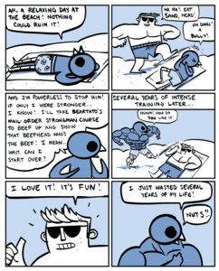 Rating: Safe Score: 0 Tags: 2010 anthro avian beach bird comic dialogue e621 english_text human humor male mammal muscular nedroid outside reginald_(nedroid) seaside speech_bubble text what User: bunchy7s