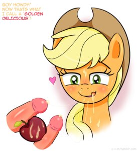 Rating: Explicit Score: 0 Tags: apple applejack_(mlp) blonde_hair blush bodily_fluids c-v-m clothing cowboy_hat cum cum_on_face dialogue disembodied_penis e621 earth_pony english_text equid equine erection female feral food friendship_is_magic fruit fur genital_fluids genitals green_eyes group hair hasbro hat headgear headwear heart_symbol horse humanoid_genitalia humanoid_penis male male/female mammal my_little_pony orange_body orange_fur penis plant pony text tongue tongue_out User: bunchy7s