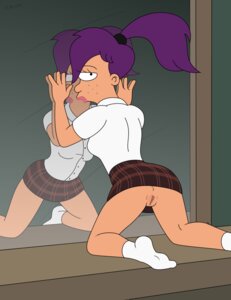 Rating: Explicit Score: 0 Tags: 1_eye anus bottomwear butt clothing comedy_central cyclops e621 female footwear freako freckles futurama genitals hair hi_res humanoid kneeling legwear looking_at_viewer looking_back mammal mirror not_furry on_model ponytail presenting purple_hair reflection skirt socks solo spread_legs spreading turanga_leela vulva User: bunchy7s