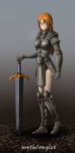 Rating: Safe Score: 0 Tags: armor blue_eyes cassie_(mythcomplex) e621 female female_human grandfathered_content hair human human_only mammal melee_weapon mythcomplex not_furry orange_hair solo sword text weapon User: bunchy7s