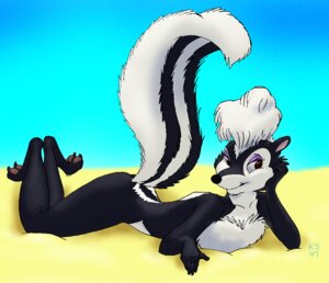 Rating: Questionable Score: 0 Tags: 1997 andorozon anthro black_body black_fur black_nose brown_eyes brown_pawpads digital_media_(artwork) e621 female fur humanoid_hands ken_singshow lying mammal mephitid on_front pawpads purple_eyelids raised_tail shaded signature skunk snout soft_shading solo sue-chan tail white_body white_fur User: bunchy7s