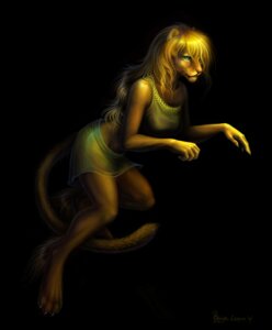 Rating: Safe Score: 0 Tags: 2013 4_toes barefoot black_background blonde_hair bottomwear brown_body brown_fur claws clothing darkness detailed e621 feet felid female fur green_eyes hair lion long_hair mammal miniskirt omega_lioness pantherine paws pink_nose pose shirt simple_background skirt solo standing toes topwear User: bunchy7s
