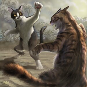 Rating: Safe Score: 0 Tags: 1:1 2013 ambiguous_gender black_body black_fur brown_body brown_fur claws cloud digitigrade domestic_cat duo e621 fangs felid feline felis feral fight fighting_pose fur inner_ear_fluff mammal matataku monita_(matataku) multicolored_body multicolored_fur open_mouth outside pawpads pink_nose pink_pawpads plant pose quadruped tail teeth tuft two_tone_body two_tone_fur whiskers white_body white_fur yellow_eyes User: bunchy7s