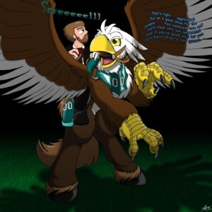 Rating: Safe Score: 0 Tags: 1:1 2013 accidental_transformation accipitrid accipitriform after_transformation american_football armor avian bald_eagle beak beard bird bridle catmonkshiro clothing duo e621 eagle english_text equid european_mythology facial_hair feathered_wings feathers feet feral feral_transformation field food football_player grass greek_mythology hi_res hippogriff hooves horse_tail human_to_feral male mammal mount mythological_avian mythological_creature mythology nfl on_hind_legs outside pheagle philadelphia_eagles plant reins riding saddle scales sea_eagle species_transformation sport swoop_(philadelphia_eagles) talons text toes transformation uniform wings User: bunchy7s