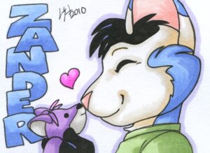 Rating: Safe Score: 0 Tags: 2010 anthro character_badge_(artwork) domestic_cat duo e621 eyes_closed felid feline felis holding_object holding_plushie male mammal michele_light nuzzling plushie signature simple_background skylar_wing traditional_media_(artwork) white_background zander_oro User: bunchy7s