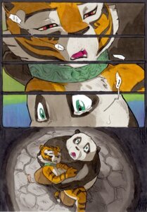 Rating: Safe Score: 0 Tags: 2013 anthro bear better_late_than_never bodily_fluids collar comic daigaijin dreamworks duo e621 ellipsis exclamation_point eyes_closed felid female fur giant_panda green_eyes kung_fu_panda male mammal master_po_ping master_tigress open_mouth orange_body orange_fur painting_(artwork) pantherine red_eyes slightly_chubby stripes tail tears text tiger traditional_media_(artwork) traditional_painting_(artwork) traditional_watercolor_(artwork) unconscious watercolor_(artwork) User: bunchy7s